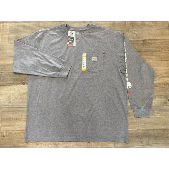Carhartt Force FR Mens XXL Heather Gray Flame Resistant Long Sleeve Cat2 Pocket